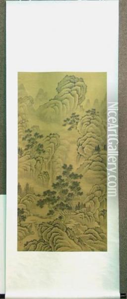 Mountain Landscape Oil Painting - Qianlong
