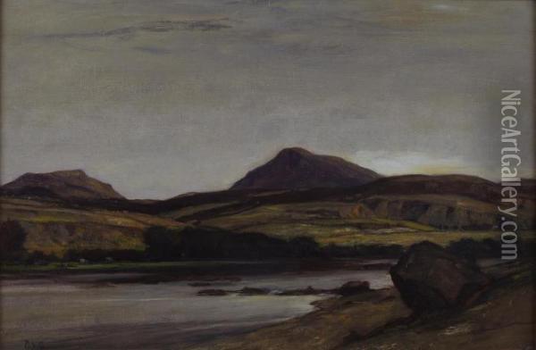 River Landscape, Perthshire Oil Painting - David Young Cameron
