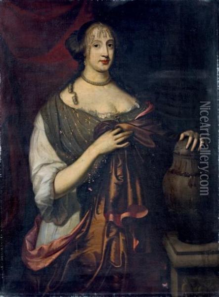 Portrait De Femme La Main Sur Une Urne Oil Painting - Sir Peter Lely