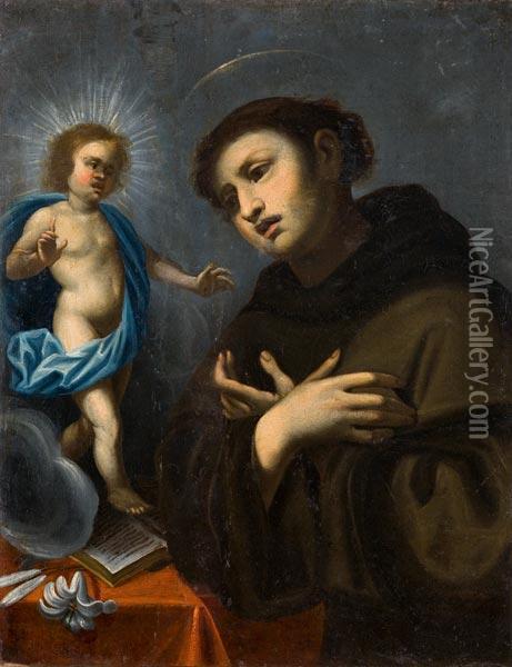 Sant'antonio Da Padova Adora Il Bambino Oil Painting - Giuseppe Cesari