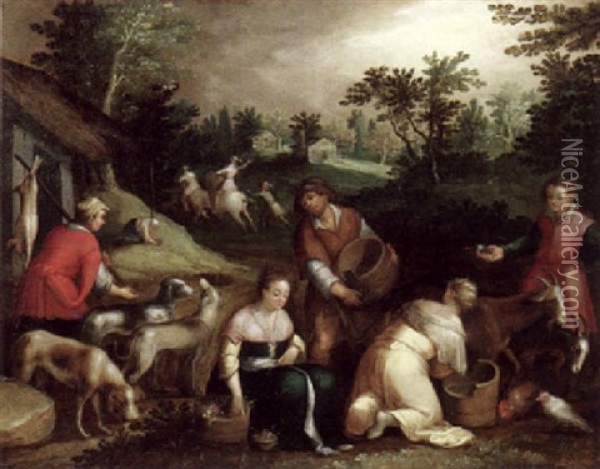 Landliche Szene. Allegorie Auf Den Herbst Oil Painting - Hendrik van Balen the Elder