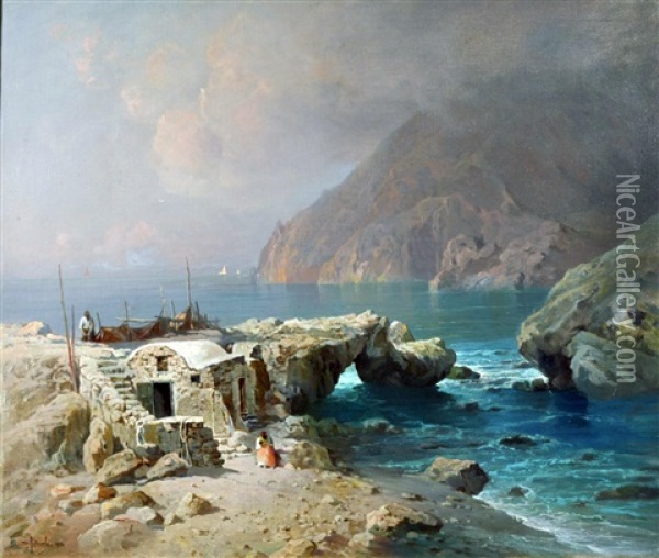 Lo Scoglio Delle Sirene A Capri Oil Painting - Salvatore Petruolo