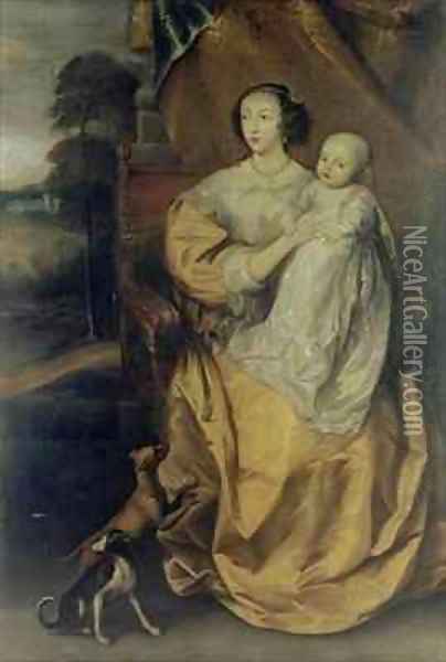 Queen Henrietta Maria 1609-69 2 Oil Painting - Sir Anthony Van Dyck