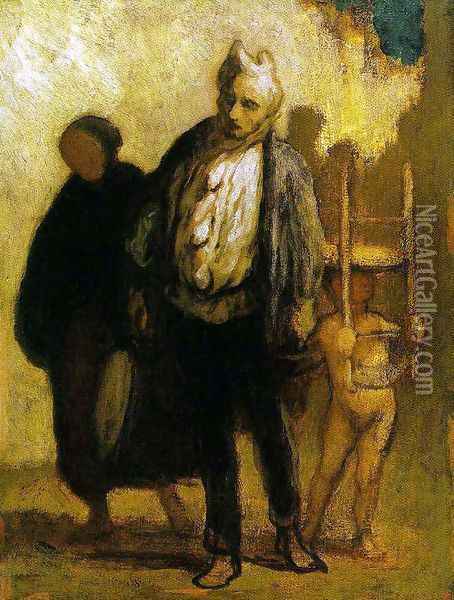 Wandering Saltimbanques 1847-50 Oil Painting - Honore Daumier