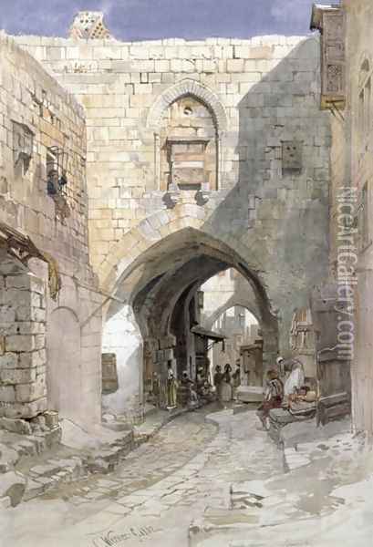 Davids Strasse, Jerusalem, 1862 Oil Painting - Carl Friedrich H. Werner