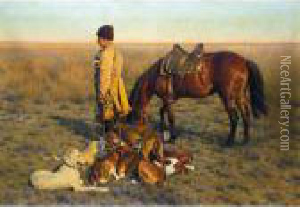 Steppenreiter (kossak Hunter And His Hounds) Oil Painting - Hugo Ungewitter