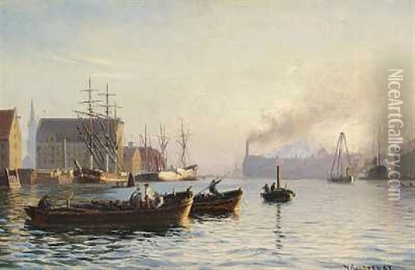 Parti Fra Kobenhavns Havn Oil Painting - Vilhelm Karl Ferdinand Arnesen