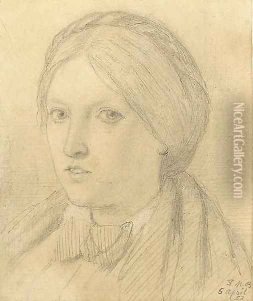 Portrait of Emma Madox Brown, bust-length Oil Painting - Ford Madox Brown