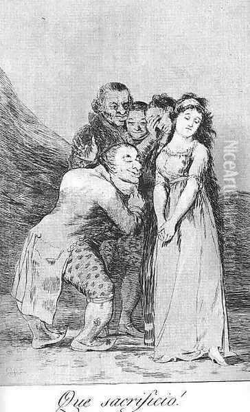 Caprichos - Plate 14: What a Sacrifice! Oil Painting - Francisco De Goya y Lucientes