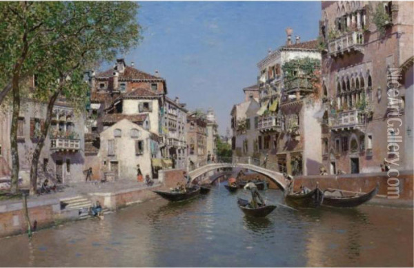 Rio San Trovaso, Venice Oil Painting - Martin Rico y Ortega