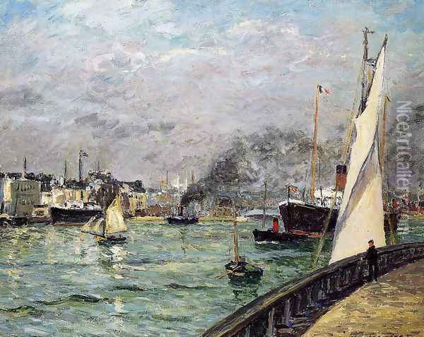 Departure of a Cargo Ship, Le Havre Oil Painting - Maxime Maufra