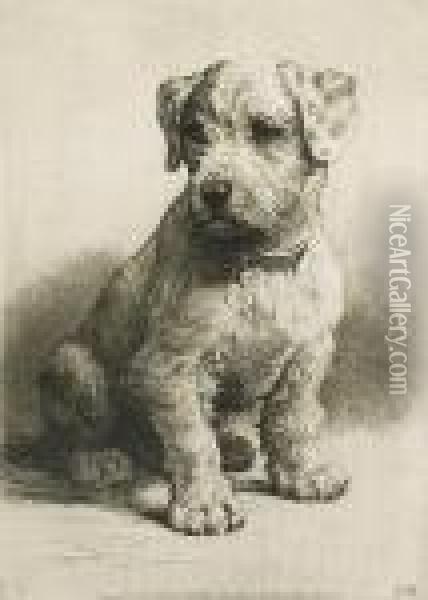 Portrait Of A Terrier Oil Painting - Herbert Thomas Dicksee