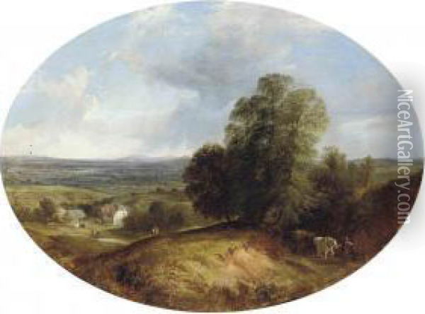 A View Near Guilford, Surrey Oil Painting - George Shalders