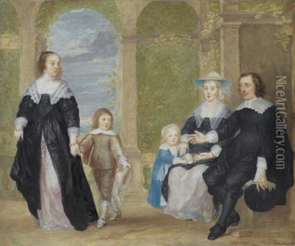 Portrait Of A Family Oil Painting - Philips Fruytiers