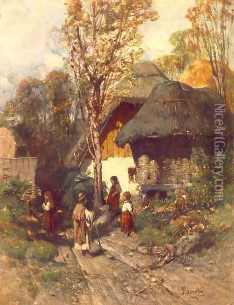 Bottom of the Village 1877-82 Oil Painting - Geza Meszoly