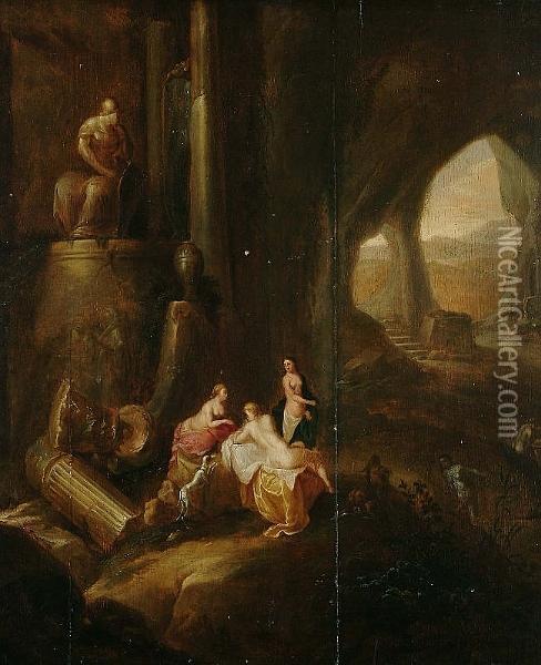 Nymphs In A Cave Oil Painting - Abraham van Cuylenborch