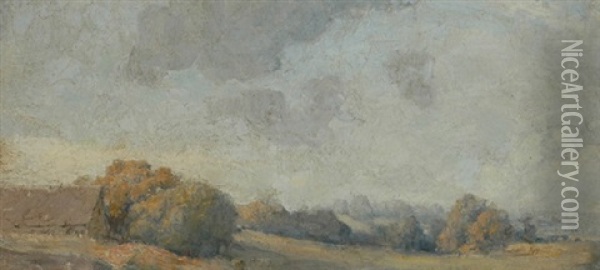 Sussex Landscape Oil Painting - Thomas William Roberts