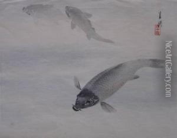 Fish Oil Painting - Ogata Gekko