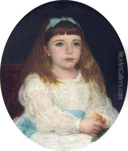 Portrait Of A Young Girl Oil Painting - Attilio Baccani