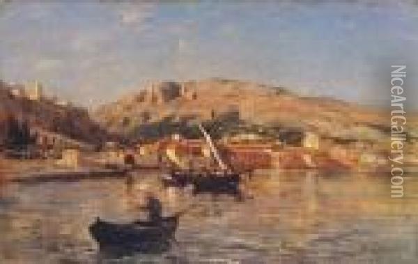 Sommerliche Kustenpartie Im Suden. Oil Painting - Adolphe Appian