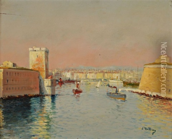 Vue De Port De Marseille Oil Painting - Louis Nattero