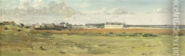 Weite Landschaft Mit Einem Dorf Oil Painting - Jean Baptiste Antoine Guillemet