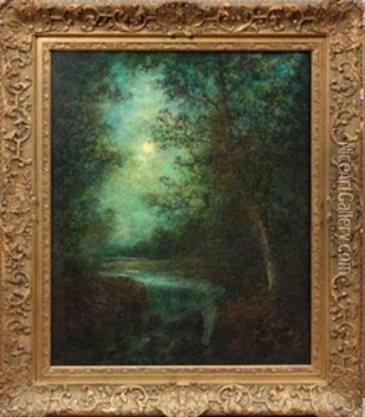 Twilight Waterfall Oil Painting - Hudson Mindell Kitchell