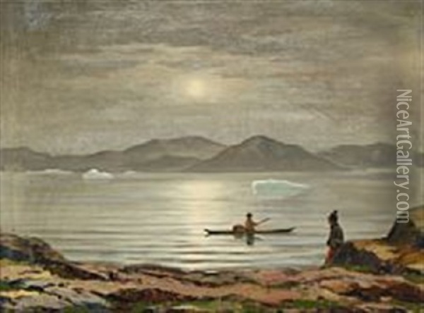 Solen Bryder Taagen Oil Painting - Emanuel A. Petersen