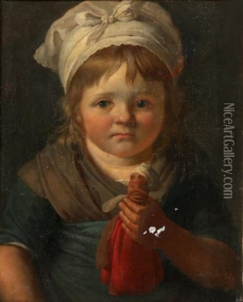 Petite Paysanne A La Poupee Oil Painting - Anne-Louis Girodet de Roucy-Trioson
