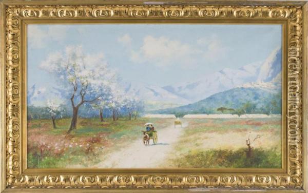 Paesaggio Con Veduta Di Monreale Oil Painting - Erminio Kremp