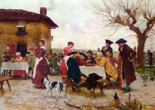 The Chess Players Oil Painting - Raffaelo Sorbi