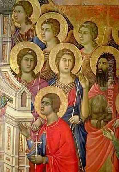Maesta Detail of Saints including St John the Baptist Oil Painting - Buoninsegna Duccio di
