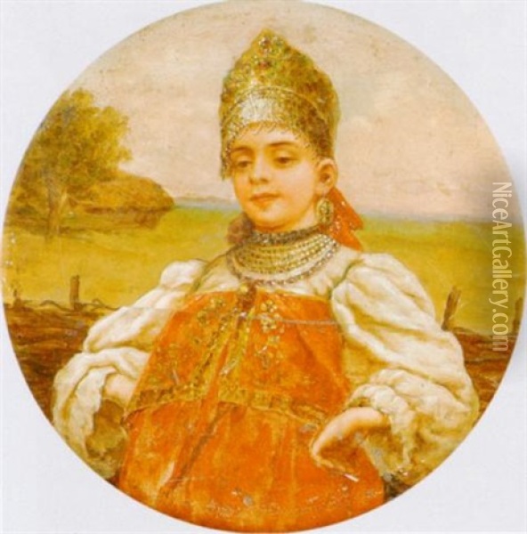 Junge Russin In Tracht Oil Painting - Konstantin Egorovich Makovsky