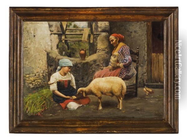 La Filatrice Oil Painting - Giovanni Normandia