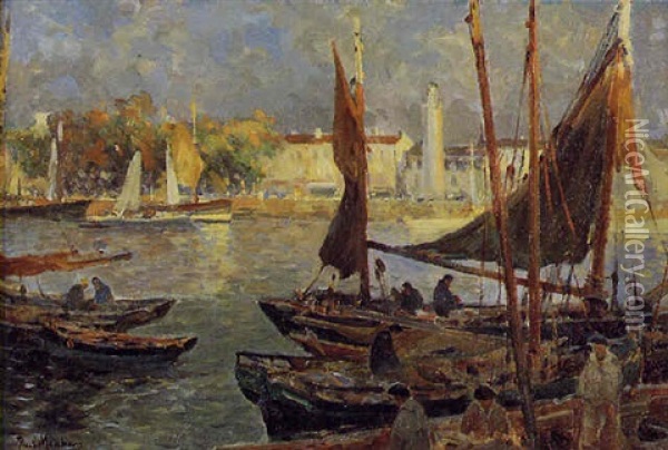 Le Port De La Rochelle Oil Painting - Paul Bernard Morchain