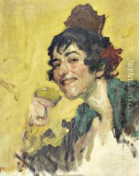 Retrato De Senhora Oil Painting - Jose Malhoa