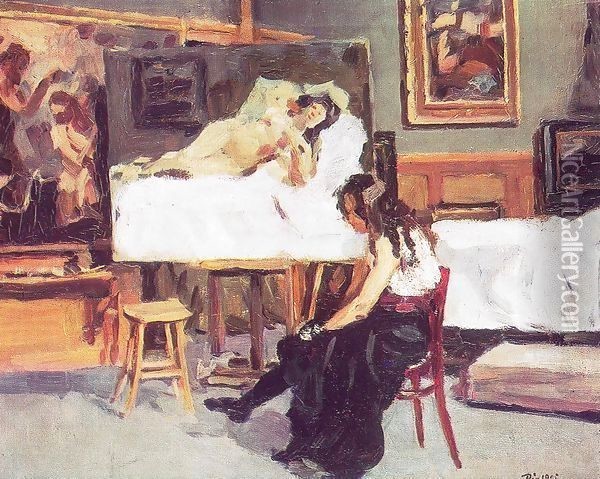 In the Studio 1905 Oil Painting - Bela Onodi