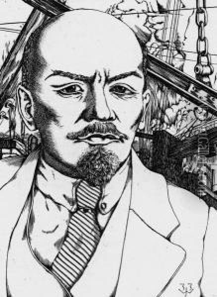 Lenin Oil Painting - Johannes Wusten
