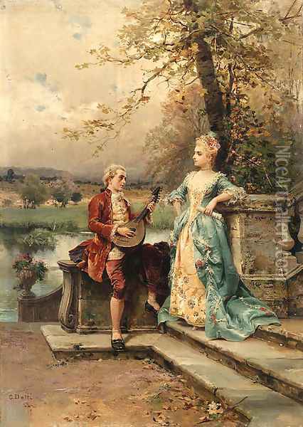 The serenade Oil Painting - Cesare-Auguste Detti