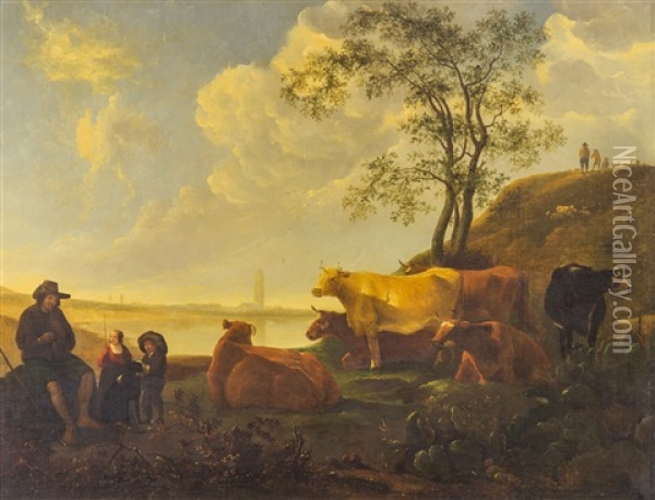 Cowherd And Children With Cattle Oil Painting - Aelbert Cuyp