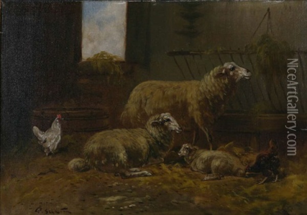 Moutons Dans L'etable Oil Painting - Paul Schouten