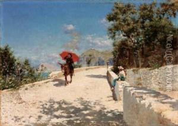 Sole Di Capri Oil Painting - August Lovatti
