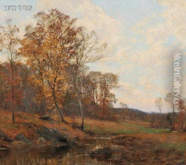 Country Stream In Autumn Oil Painting - William Merritt Post