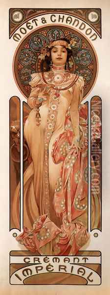 Moet And Chandon Cremant Imperial Oil Painting - Alphonse Maria Mucha