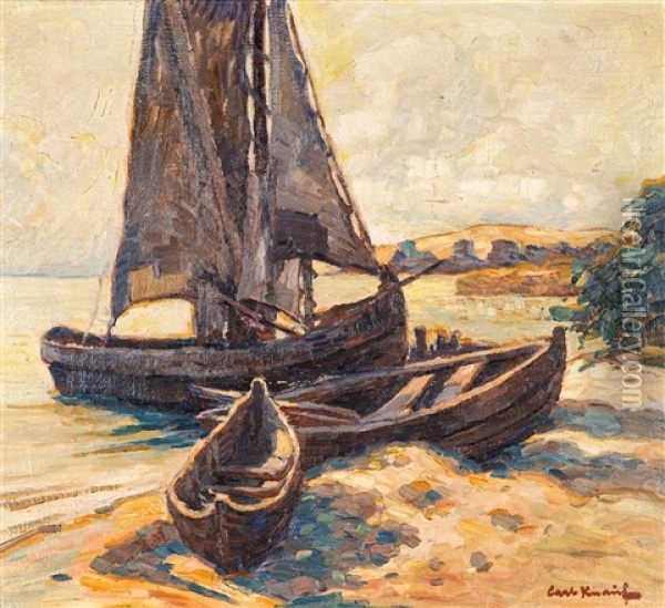 Boote Am Strand Oil Painting - Carl Knauf