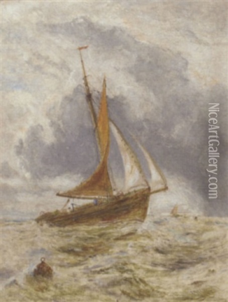 A Fishing Vessel At Sea Oil Painting - William Joseph J. C. Bond