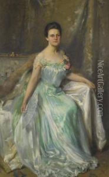 Portrait Of Juliet Inness Oil Painting - Irving Ramsay Wiles