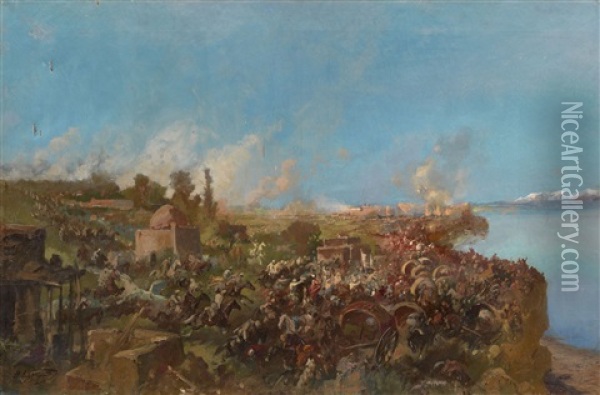 Battle Of Makhram In Turkestan Oil Painting - Nikolai Nikolaevich Karazin