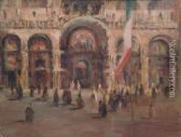 Piazza San Marco Oil Painting - Guglielmo Ciardi