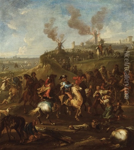 Scene D'un Siege Oil Painting - Jan van Huchtenburg
